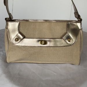 Etienne Aigner Cream Shoulder Bag with Silver Trim Gold Hardware